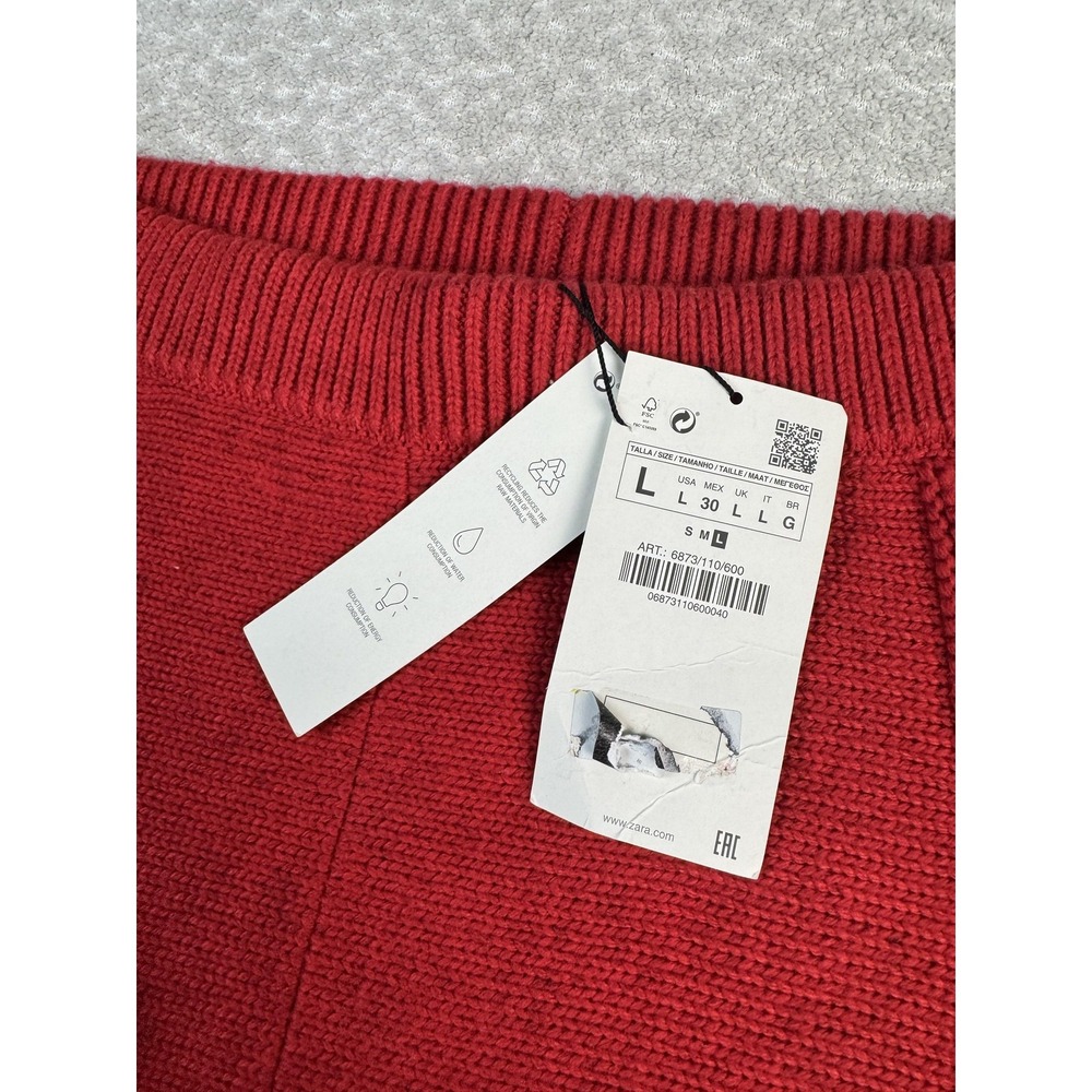 Zara Red High Waist Knit Shorts with Multicolor Side Stripes - Picture 2 of 8